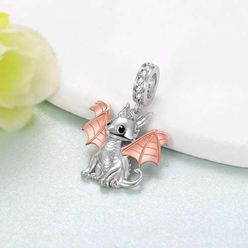 Cute Animals Charms 925 Sterling Silver Highland Cow/Dragon/Axolotl/Raccoon/Whale/Turtle/Cardinal/Hummingbird Charms for Bracelets for Women Cute Animal Charm Beads for Jewelry Making2