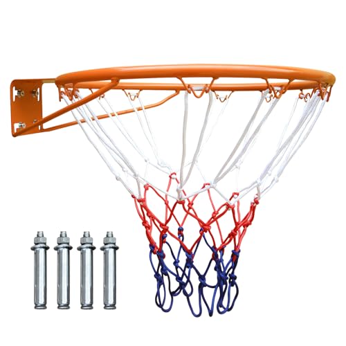 LSKSSNG 18' Basketball Rim Replacement, Wall Door Mounted Basketball Rim, Heavy Duty Basketball Flex...