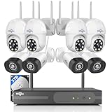 Hiseeu 5MP Wireless Security Camera System, 8PCS PTZ & Bullet Cameras with 3TB HDD, WiFi Pro & Plug-in Connection, IP66 Waterproof, Smart Motion Alerts, Long-Range Signal, 24/7 Surveillance NVR Kit