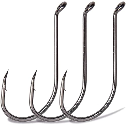 Octopus Hook J Hooks Fishing Sport Circle Hooks Beak Offset Fishing Hooks High Carbon Steel Sharp Strong Fish Hooks for Salterwater Freshwater Fishing