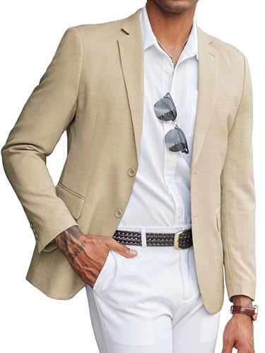 COOFANDY Mens Linen Casual Blazer Slim Fit Sport Coat Two Button Summer Suit Jacket Lightweight Business Sport Jacket