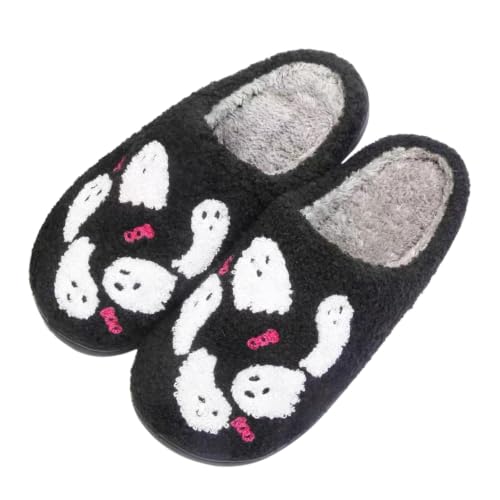 Image of Halloween Pumpkin Slippers for Womens Mens Cute Cartoon Slippers Plush Warm Memory Foam Shoes