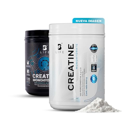 Creatinas, B Life Creatina Monohidratada en polvo 600g |120 Servicios | 5 g por porción | Alta Pureza | Creatine Monohydrate.