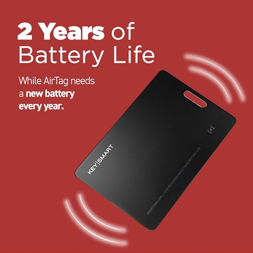 KeySmart SmartCard Lite Wallet Tracker Card, Compatible with Apple Find My App, Non-Rechargeable 2 Years Battery, Thin GPS Item Finder for Luggage Tag, Smart Bluetooth Tracking - Black, 1 Pack