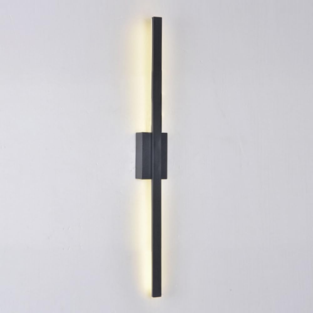 HCZKIUJY Modern Linear Wall Sconce Light Fixture for Living Room Bedroom Long Strip Wall Mount Lighting Minimalist Design Indoor Wall Wash Lights Hardwired Sconces Luminaires (Black-60cm)