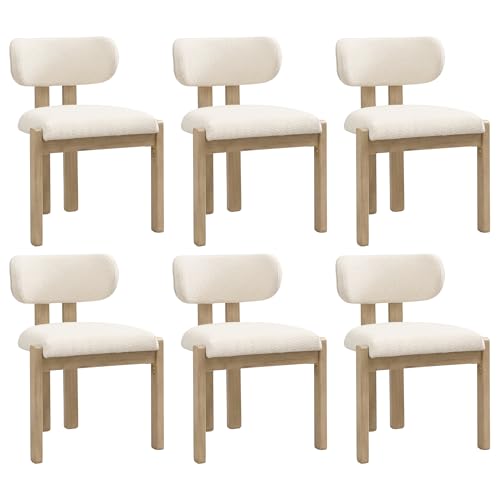 Crlnaup 6 sillas de comedor de madera maciza, cómodas y transpirables, adecuadas para comedor, sala de estar, cafés, estilo moderno, color natural