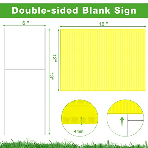 20 Pack Blank Yard Signs With 20 H Metal Stakes Plastic Lawn Signs For Outdoor Garage, Estate, Open House, Rent, Guidepost Decor, Birthday Party Decorations (Yellow, 16 X 12 Inch) #TOP1