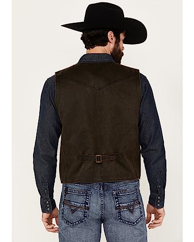 Cody James Men's Pancho Villa Oilskin Button-Front Western Vest Brown X- US4