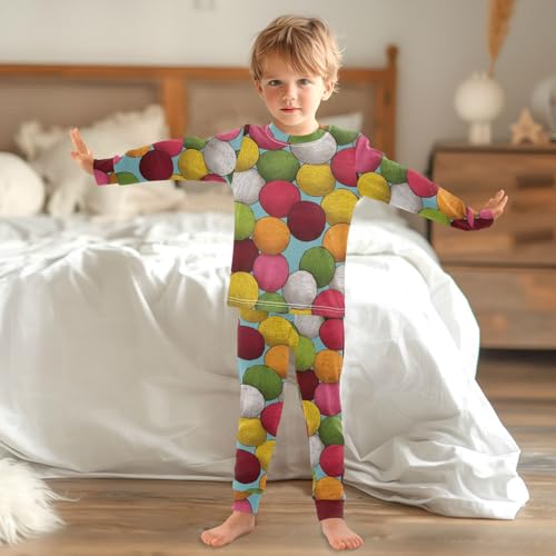 Pajama Sets Long Sleeve Colorful Balls Pattern Print Soft Comfy Sleepwear 2 Piece PJS 3-8T 6