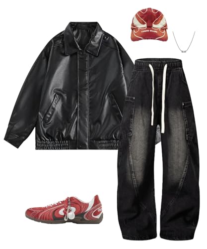 Unisex Vintage Washed Barrel Jeans Loose Fit Wide Leg Denim Pants with Drawstring Waist4