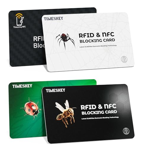 RFID Blocking Cards(4-Pack)–Ultra Thin Credit Card Protector for Wallet,Shields ID/Credit Card/Passport from Skimming–Durable Theft Cards