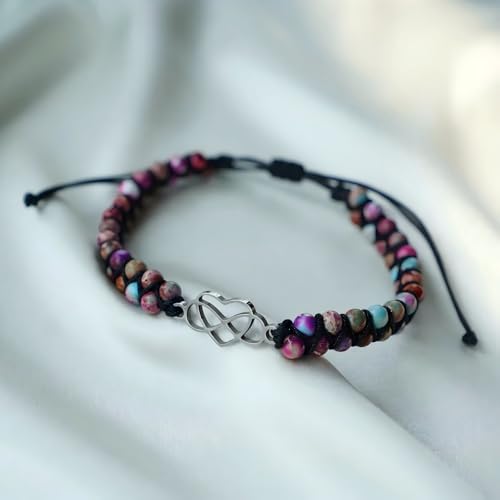 ziella To My Granddaughter/Daughter/Mom/Niece-Infinity Forever Love Heart Bracelet,Adjustable Natural Emperor Stone Beaded Bracelet for Women3