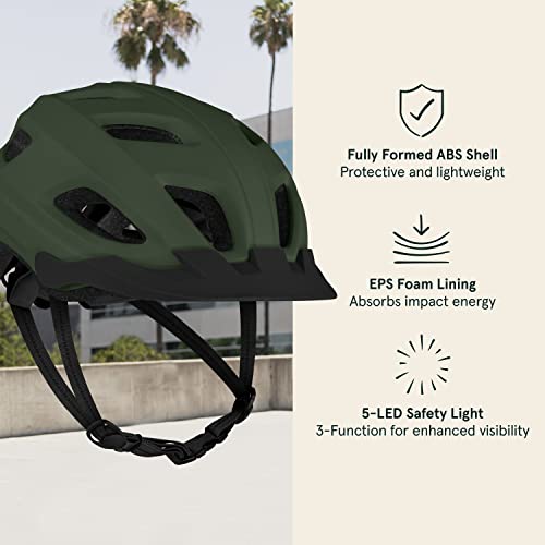 Image of Retrospec Lennon Adult Bike Helmet with LED Safety Light Adjustable Dial & Removable Visor - Adjustable Bicycle Cycling Helmet for Men & Women