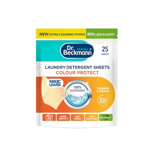 DR. BECKMANN Laundry Detergent Sheets Colour Protect | Orange & Peach | MAGIC LEAVES | Pre-dosed | 25 sheets