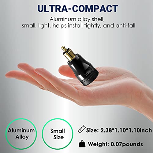 Image of [2 Pack] Din Hella to USB - Qidoe MINI Waterproof Aluminum Din Plug Motorcycle Power Adapter 30W USB C PD3.0 Din USB 18W QC3.0 Quick Charge Blue LED Ring 12V /24V Ducati Triumph Motorcycle Accessories