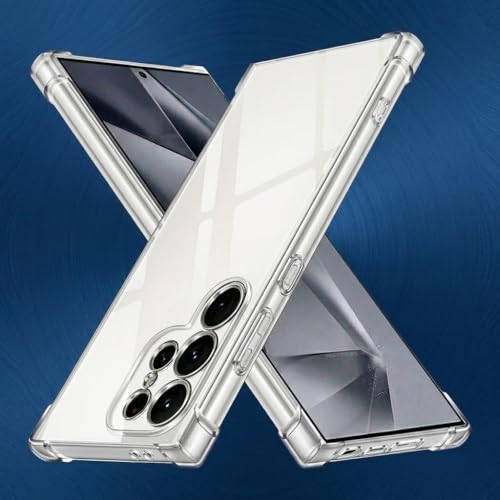 Image of Fashionury 3D Raised Transparent Crystal Clear Back Cover for Samsung Galaxy S24 Ultra | Shockproof Design | Anti-Slip Grip | Camera Protection | 360 Degree Protection Mobile Case
