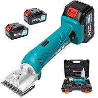 Anbull Schermaschine kabellos mit 2 Akkus 4Ah, 2800 RPM leistungsstarker Motor, Profi Schere für dickes und verfilztes Haar, 6 Geschwindigkeiten, für Pferde, Schafe, Ziegen