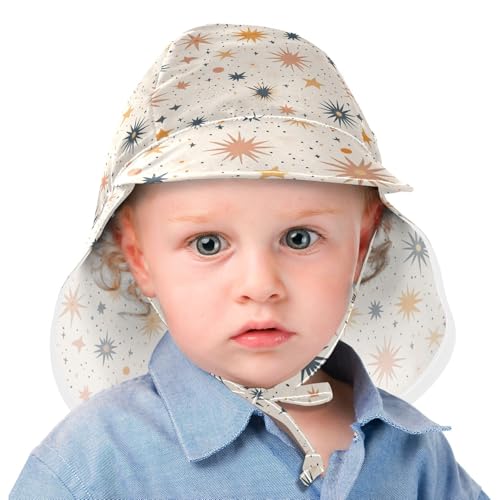 Kids Beach Hat Boys Beach Caps Baby Girls' UPF 50 Large Brim Traveling Swim Hat Boho Simple Style Sea Shell Stars2