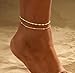 GOSFRY 2/3 PCS Gold Anklets for Women Waterproof Cuban Link Anklet Beaded Bracelets Stackable Bracelets 14K Gold Plated Custom Jewelry Gifts Non Tarnish Lightweight