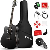 ✓ Left-handed design to meet the special demand of players, easy to play, tune and maintain ✓ Equiped with 4 Band EQ, Bass, Mid, Treble, and Pres. 4/4 left hand acoustic-electric guitar with built-in pickup systems allowing it to be plugged into an a...