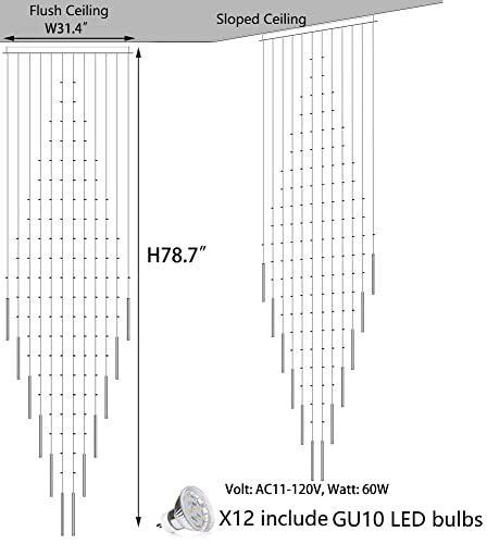 Haixiang 78Inch Hight Ceiling Modern Crystal Light Chandelier For Living Room Foyer Raindrop Pendants Lighting Fixture Led Dimmable Bulbs Included Contemporary Chandeliers Lights #TOP1