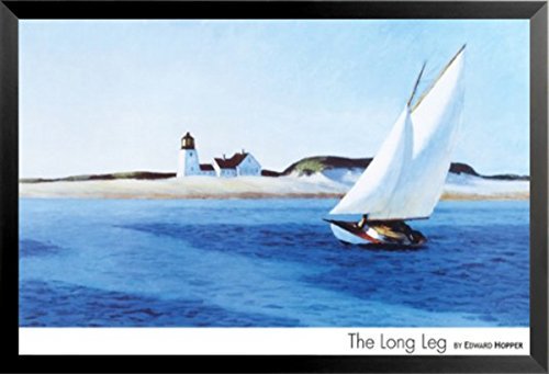 FRAMED The Long Leg by Edward Hopper 24x36 Art Print Poster Sailing Painting Seaside Ocean Lighthouse Sand Dunes