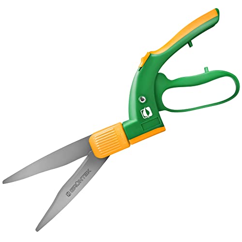 GRÜNTEK Teflon Rasenschere SEGLER 360° drehbarer Schneidekopf, Grasschere mit Handschutz, Rasenkantenschere 380 mm, ergonomische Griffe, Klingen Anti-Haft beschichtet, Rasenkantenschneider