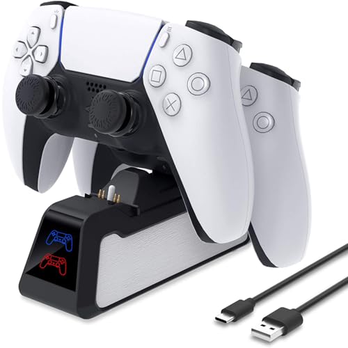 OSTENT Schnellladegerät Ladestation für Sony PS5 PlayStation 5 Drahtloser Bluetooth DualSense-Controller, Farbe Schwarz