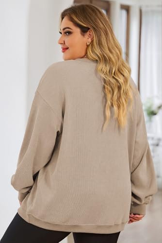 Image of Eytino Women Plus Size Sweatshirt Oversized Crew Neck Long Sleeve Tops | Fall Fashion Clothes 2026, Oversized Sweat Shirt, Soft Comfy Pullover, Travel Casual Work Lounge Daily Outfit