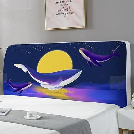 Elastic All-Inclusive Headboard Cover with Plant Animal Printed Dust Proof Bed Head Cover Nordic Bed Head Back Protector 220cm (K,for 1.8m Headboard)