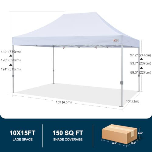 Image of MASTERCANOPY 10x15 Heavy Duty Pop Up Canopy Tent with Roller Bag(White)