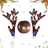 Kit De Cornes De Renne De Voiture - Antler Renne Pour Véhicules Avec Nez Éclairé, Décoration De Noël Accessoire D'Ornement De Voiture | Holiday Spirit Trim, Winter Party Novelty Display Mascotte Pour