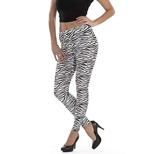 Amakando Elegante Zebra-Leggins für Damen/Schwarz-Weiß S/M (36-42) / Gestreifte Jeggings Tights mit Zebraprint/EIN Highlight zu Mottoparty &...