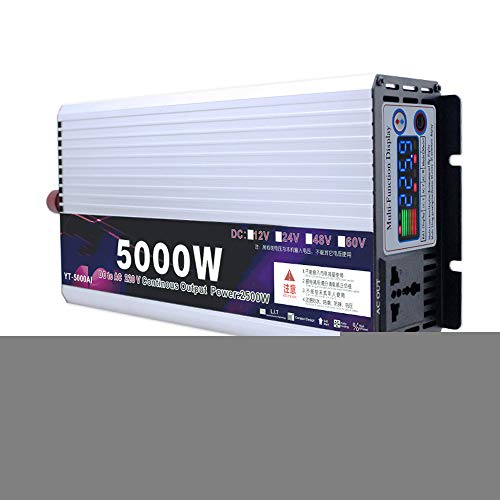 24V Wechselrichter 2500W Wechselrichter Modified Wave DC 12V bis 220V AC Maximale Leistung 5000W, Geeignet für Reiskocher, Gefrierschränke,