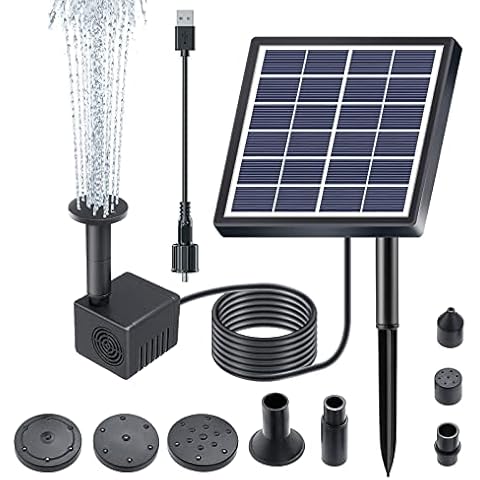 Lewisia Solar Bird Bath Fountain Pump USB Charging + Solar Powered Water Pump for Birdbath Small Pond Garden Decoration Cover
