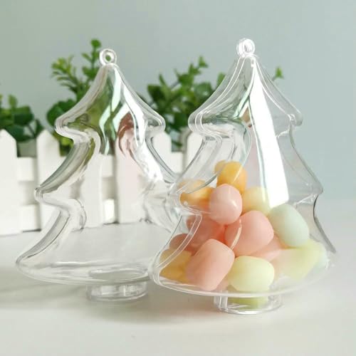 LIUBI Frascos de plástico Transparente Huecos para Colgar Adornos para Navidad, Bodas, Fiestas, Caja de Regalo, 5/10 Unidades