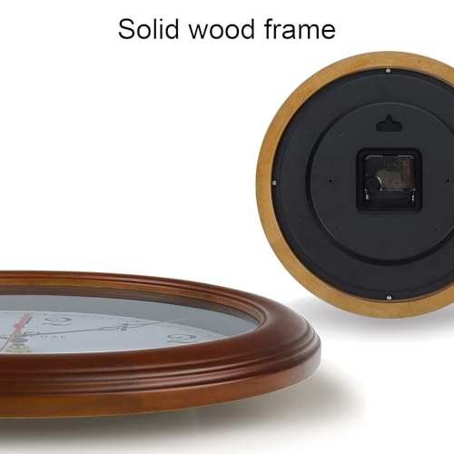 Lafocuse 12 Inch Silent Solid Wood Wall Clocks Battery Operated, Analog Brown Wall Clock for Living Room Decor, Retro Kitchen Clock for Bedroom Home Office - Image 5