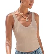 IYICLOTH Women's Summer Tank Top Sexy V Neck Sleeveless Cotton Ribbed Camisole Shirts Basic Casua...