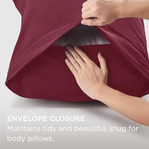Image of Bedsure Body Pillow Case Cover - Burgundy Brushed Microfiber Long Pillow Cases, Ultra Soft and Cozy Body Pillowcase with Envelope Closure for Kids, Wrinkle, Fade Resistant, 1 Pack, 20x54 Inches
