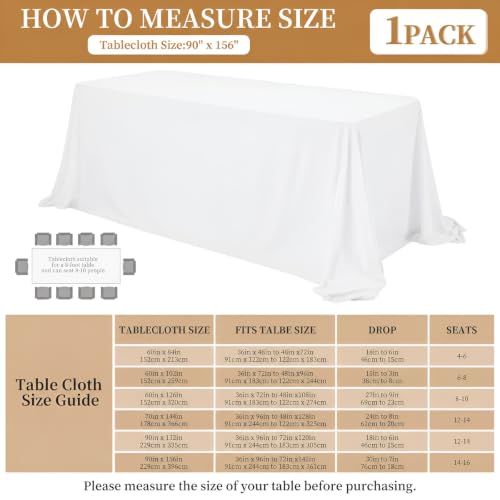 Nappe rectangulaire blanche 229x396 cm en polyester résistant pour table de buffet - 4