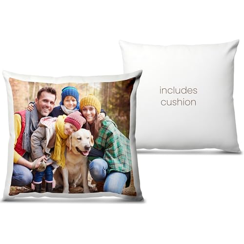 Custom Cushion Cover with High Resolution Photo Print, 40x40 cm - Soft Plush Personalised Pillow - Vibrant, Any Occasion Customised Valentines Gift for Him & Her - Cushion Included