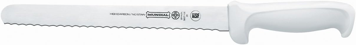 Mundial Serrated Edge Utility Slicer Knife w/ White Handle - 10"