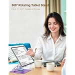 Aoviho Tablet Stand 360° Rotating Aluminum Holder - Adjustable, Portable & Foldable Monitors Stand for iPads, Compatible with 4-13.3" Tablets, Purple - Image 2