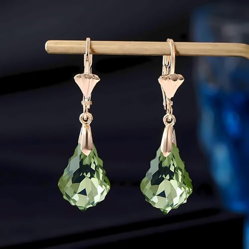 Austrian Crystal Baroque Drop Leverback Earrings for Women Fashion 14K Gold Plated Hypoallergenic Jewelry3