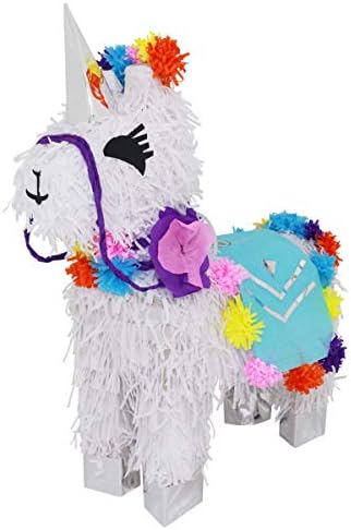 LYTIO - White Round Unicorn with Colorful Paper Flowers Pinata (Piñata) – Bright your Party with the Vivid Color Contrast
