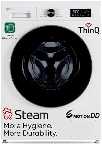 Image of LG 9 Kg 5 Star Wi-Fi, Steam, Inverter Direct Drive Technology, 6 Motion DD, Fully-Automatic Front Load Washing Machine (FHB1209Z4W, Allergy Care, In-Built Heater, Touch Panel, Blue White)