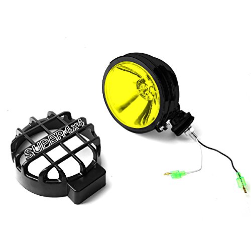 Image of Auto Dynasty 6 inch Round Fog Lights+Offroad Super 4X4 Guard+Switch Compatible with Grille /Brush /Bull bar (Amber Lens Black Housing)
