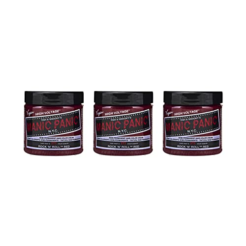MANIC PANIC Classic Rock N Roll Red Semi Permanent Hair Color - Warm Medium Red Hair Dye for Women & Men That Lasts 4-6 Weeks - Vegan, Ammonia & Cruelty-Free - Create & Mix Custom Shades (4oz / 3pk)