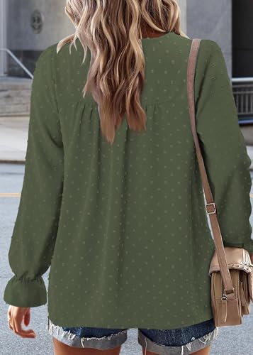 BETTE BOUTIK Womens Boho Fall Long Sleeve Shirts Crewneck Dressy Casual Blouses Trendy Flowy Tops