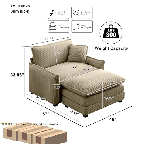 Sillón Plegable Corduroy Camel miniatura 2